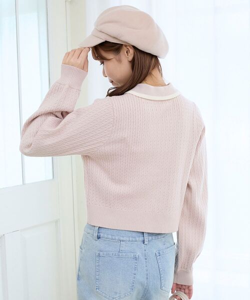 MAJESTIC LEGON(マジェスティックレゴン)の「バイカラーリボンケーブルニットカーデ(カーディガン/ボレロ・レディース・アイボリー/グレー/ネイビー/ピンク・MEDIUM)」の17枚目の写真