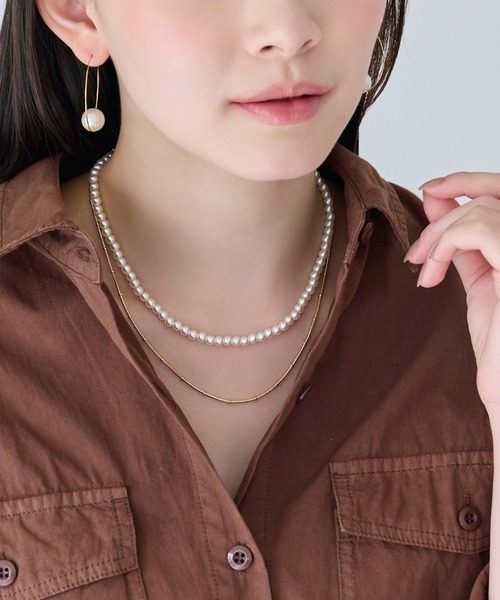 Phoebe（フィービィー）の「2wayダブルラインパールチェーンネックレス（ネックレス・レディース・ホワイト・FREE）」の2枚目の写真