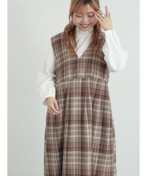 Samansa Mos2(サマンサ モスモス)の「◎ジャンパースカート(ワンピース・レディース・ブラウン/グレー/ベージュ/ブラック・F)」の7枚目の写真