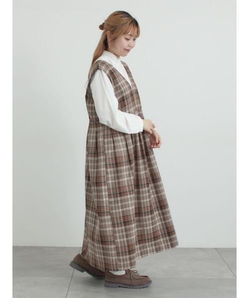 Samansa Mos2(サマンサ モスモス)の「◎ジャンパースカート(ワンピース・レディース・ブラウン/グレー/ベージュ/ブラック・F)」の9枚目の写真
