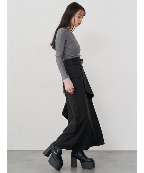 MURUA（ムルーア）の「レイヤードハイウエストスカート（スカート・レディース・ベージュ/ブラック・2/1）」の9枚目の写真