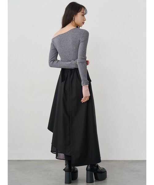 MURUA（ムルーア）の「レイヤードハイウエストスカート（スカート・レディース・ベージュ/ブラック・2/1）」の8枚目の写真