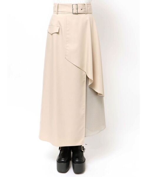 MURUA（ムルーア）の「レイヤードハイウエストスカート（スカート・レディース・ベージュ/ブラック・2/1）」の21枚目の写真