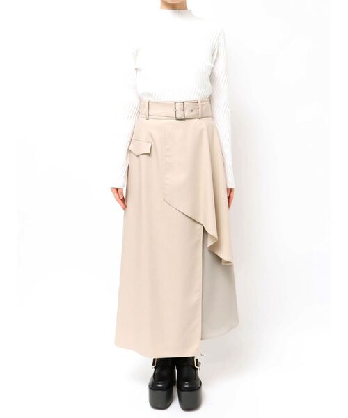 MURUA(ムルーア)の「レイヤードハイウエストスカート(スカート・レディース・ベージュ/ブラック・2/1)」の10枚目の写真