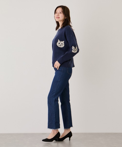 Jayro（ジャイロ）の「多種ネコ柄ジャガードプルオーバー（Tシャツ/カットソー・レディース・ネイビー/グレー/オフホワイト/チャコールグレー・M）」の7枚目の写真