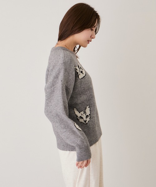 Jayro（ジャイロ）の「多種ネコ柄ジャガードプルオーバー（Tシャツ/カットソー・レディース・ネイビー/グレー/オフホワイト/チャコールグレー・M）」の11枚目の写真