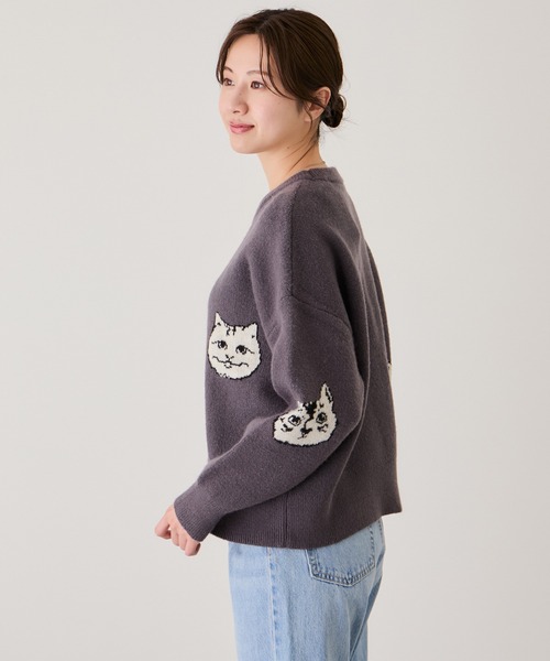 Jayro（ジャイロ）の「多種ネコ柄ジャガードプルオーバー（Tシャツ/カットソー・レディース・ネイビー/グレー/オフホワイト/チャコールグレー・M）」の17枚目の写真