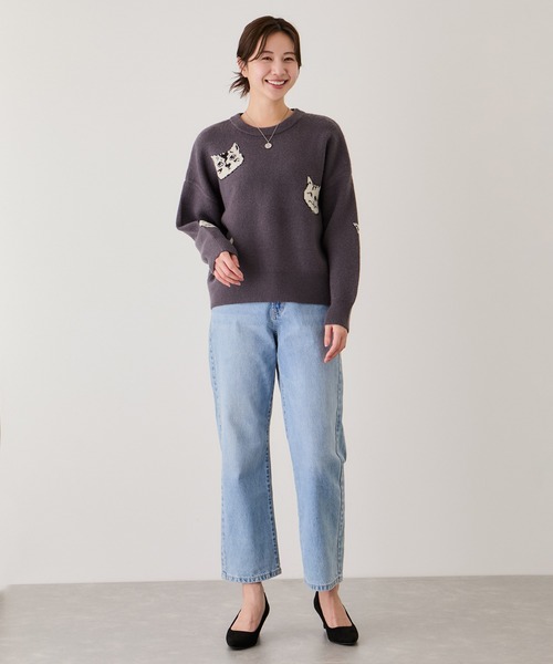Jayro（ジャイロ）の「多種ネコ柄ジャガードプルオーバー（Tシャツ/カットソー・レディース・ネイビー/グレー/オフホワイト/チャコールグレー・M）」の19枚目の写真