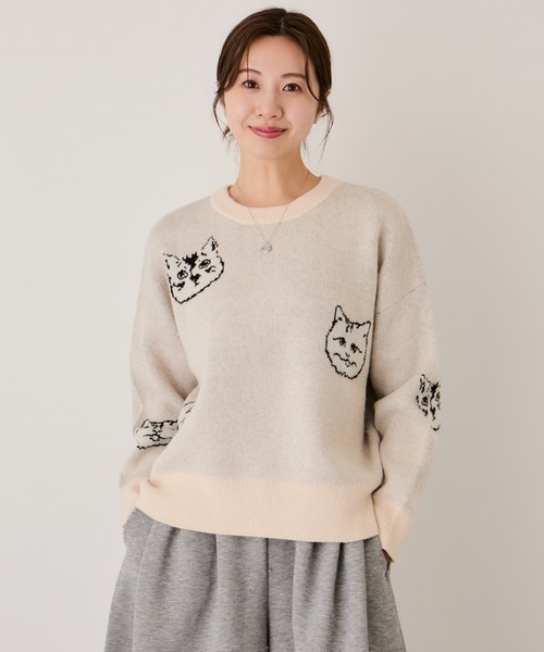 Jayro（ジャイロ）の「多種ネコ柄ジャガードプルオーバー（Tシャツ/カットソー・レディース・ネイビー/グレー/オフホワイト/チャコールグレー・M）」の22枚目の写真