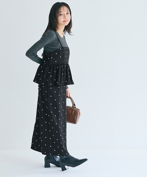 coca（coca）（コカ）の「ドットペプラムワンピース（ワンピース・レディース・ブラック/アイボリー・L/M/S）」の5枚目の写真