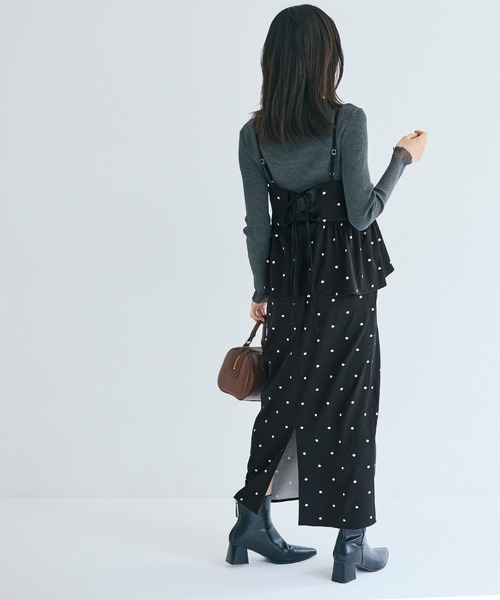 coca（coca）（コカ）の「ドットペプラムワンピース（ワンピース・レディース・ブラック/アイボリー・L/M/S）」の6枚目の写真