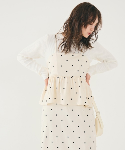 coca（coca）（コカ）の「ドットペプラムワンピース（ワンピース・レディース・ブラック/アイボリー・L/M/S）」の10枚目の写真