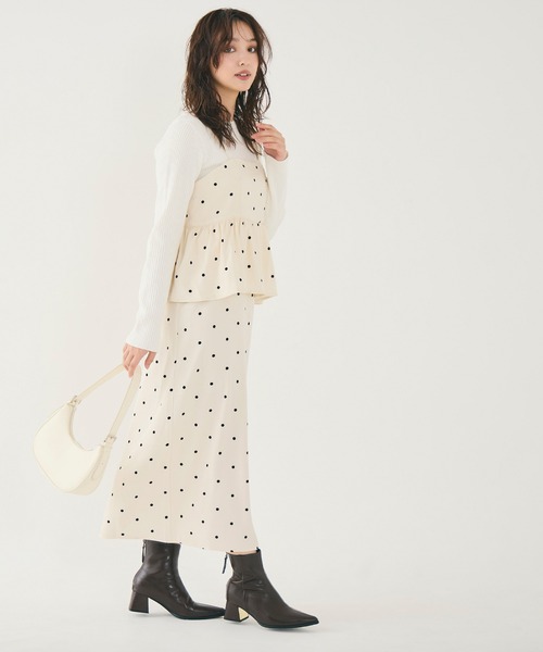 coca（coca）（コカ）の「ドットペプラムワンピース（ワンピース・レディース・ブラック/アイボリー・L/M/S）」の11枚目の写真