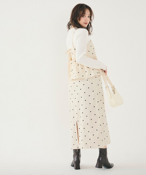 coca（coca）（コカ）の「ドットペプラムワンピース（ワンピース・レディース・ブラック/アイボリー・L/M/S）」の12枚目の写真