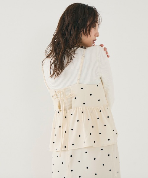 coca（coca）（コカ）の「ドットペプラムワンピース（ワンピース・レディース・ブラック/アイボリー・L/M/S）」の14枚目の写真