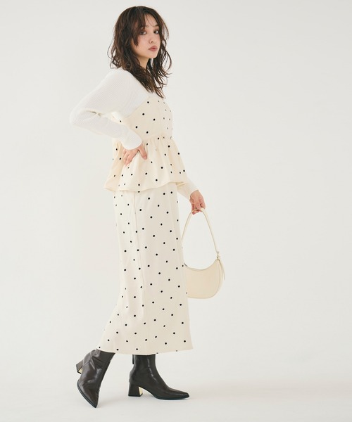 coca（coca）（コカ）の「ドットペプラムワンピース（ワンピース・レディース・ブラック/アイボリー・L/M/S）」の15枚目の写真