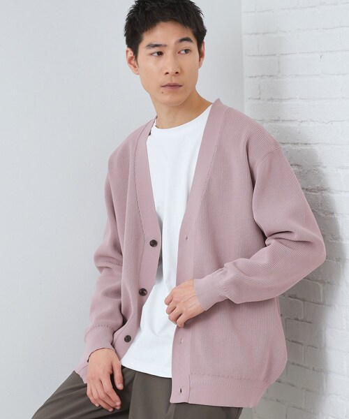 THE SHOP TK (ザ ショップ ティーケー )の「【季節の変わり目に最適】ニットカーディガン ドライタッチ/軽量(カーディガン/ボレロ・メンズ・ブラック/ベビーピンク・02/03/04)」の2枚目の写真