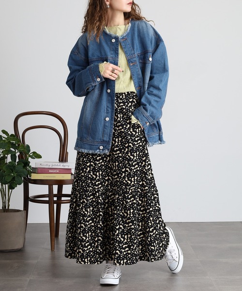 atONE(アットワン)の「カットオフデニムジャケット(デニムジャケット・レディース・ブルー/ブラック系その他5/ダークネイビー/ブルー系/ネイビー系/ブラック系その他6・M-L/LL~3L/4L~5L/4/2/3)」の18枚目の写真