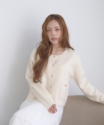 【INGNI SOELA】金ボタンスポンディッシュニットカーディガン/WEB限定