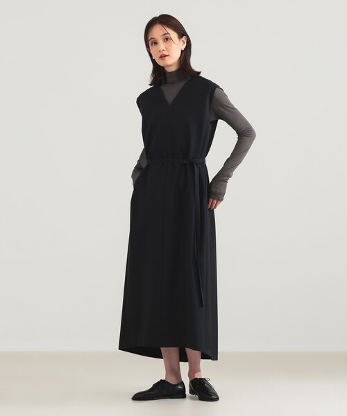 ATON（エイトン）の「【別注】ATON / ウールトロピカル ドレス（ワンピース・レディース・ネイビー/ブラック・01/02）」の2枚目の写真