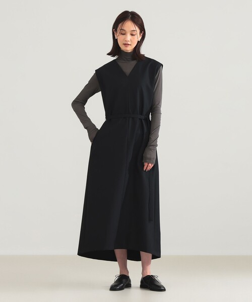 ATON（エイトン）の「【別注】ATON / ウールトロピカル ドレス（ワンピース・レディース・ネイビー/ブラック・01/02）」の3枚目の写真