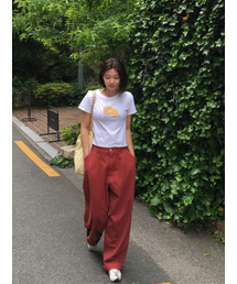ツイルワイドパンツ(レッド)