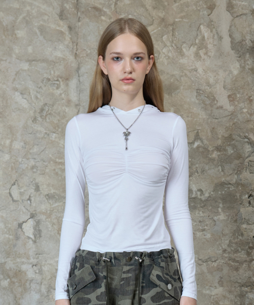 LARTIGENT（ラーティゼン）の「L13 SHIRRING HOOD T-SHIRT(WHITE)（パーカー・レディース・その他・FREE）」の5枚目の写真