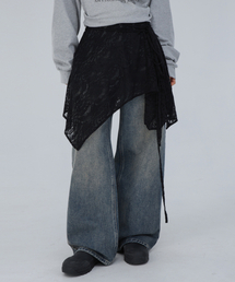 CHICKS（チックス）の「アンバランスレースラップスカートブラック（スカート）」