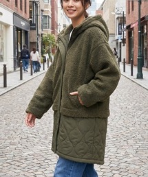 Ocean Pacific（オーシャンパシフィック）の「【OP:オーピー】レディース ボア×キルト切り替え 　フード　ロングジャケット　ロングコート　ブルゾン（その他アウター）」