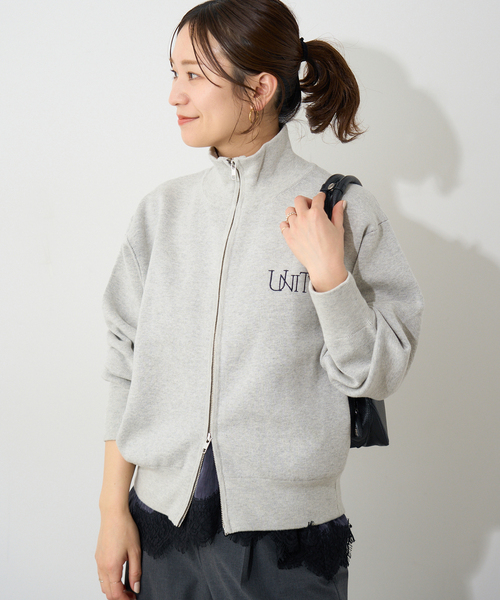 JOURNAL STANDARD(ジャーナルスタンダード)の「《追加2》バックロゴダブルジップカーディガン(カーディガン/ボレロ・レディース・ライトグレー/ネイビー・FREE)」の1枚目の写真