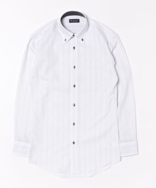 TOKYO SHIRTS（トウキョウシャツ）の「形態安定ノンアイロン ドゥエボットーニ 長袖ビジネスワイシャツ（ビジネスシャツ・メンズ・グレー・首回り37cm-裄丈80cm/首回り39cm-裄丈80cm/首回り39cm-裄丈84cm/首回り41cm-裄丈82cm/首回り41cm-裄丈86cm/首回り42cm-裄丈82cm/首回り42cm-裄丈86cm/首回り43cm-裄丈82cm/首回り43cm-裄丈86cm）」の3枚目の写真