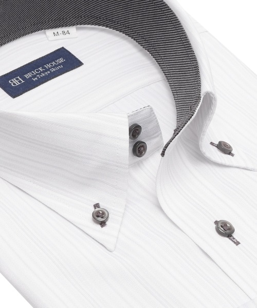 TOKYO SHIRTS（トウキョウシャツ）の「形態安定ノンアイロン ドゥエボットーニ 長袖ビジネスワイシャツ（ビジネスシャツ・メンズ・グレー・首回り37cm-裄丈80cm/首回り39cm-裄丈80cm/首回り39cm-裄丈84cm/首回り41cm-裄丈82cm/首回り41cm-裄丈86cm/首回り42cm-裄丈82cm/首回り42cm-裄丈86cm/首回り43cm-裄丈82cm/首回り43cm-裄丈86cm）」の7枚目の写真