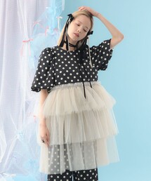 CAROLINA GLASER | 異素材 チュールフリル ブラウス(シャツ/ブラウス)