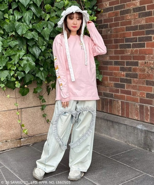 Candy Stripper(キャンディストリッパー)の「【COROCOROKURIRIN】FAMILY L/S TEE(Tシャツ/カットソー・レディース・ブラック/オフホワイト/ピンク・FREE)」の9枚目の写真