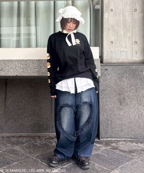 Candy Stripper(キャンディストリッパー)の「【COROCOROKURIRIN】FAMILY L/S TEE(Tシャツ/カットソー・レディース・ブラック/オフホワイト/ピンク・FREE)」の11枚目の写真