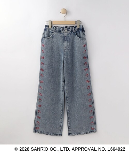 sanrio(산리오)의 「【산리오 캐릭터즈】헬로 키티 자수 데님(데님 팬츠)」｜블루계 5