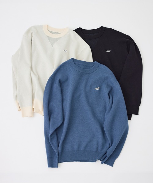 j.n.r.d(ジェー・エヌ・アール・ディー)の「RED EYE DUCK スウェットライクニット(ニット/セーター・メンズ・ブルー系その他4/ブラック/オフホワイト・M/LL/L)」の22枚目の写真