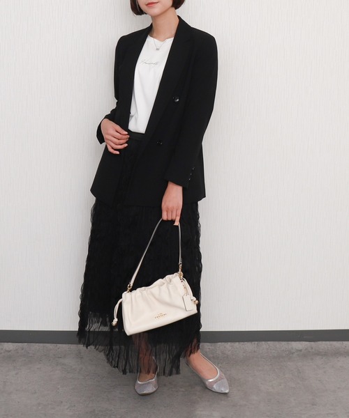 libelle more(リベル モア)の「クリンクルチュールギャザーロングスカート(スカート・レディース・オフホワイト/ブラック・M)」の12枚目の写真