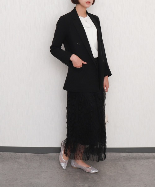 libelle more(リベル モア)の「クリンクルチュールギャザーロングスカート(スカート・レディース・オフホワイト/ブラック・M)」の13枚目の写真