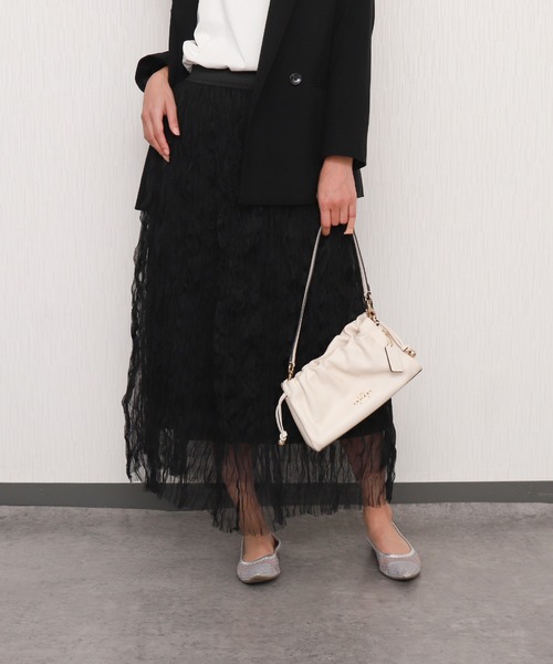 libelle more(リベル モア)の「クリンクルチュールギャザーロングスカート(スカート・レディース・オフホワイト/ブラック・M)」の16枚目の写真