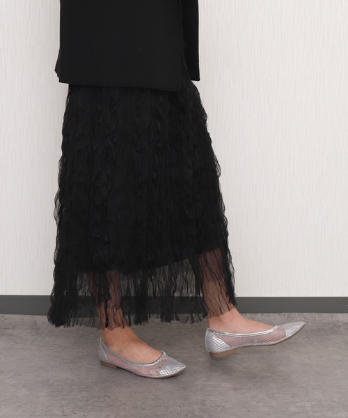 libelle more(リベル モア)の「クリンクルチュールギャザーロングスカート(スカート・レディース・オフホワイト/ブラック・M)」の17枚目の写真