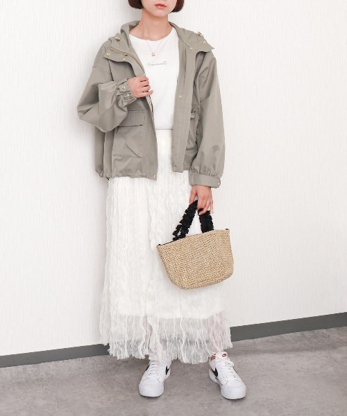 libelle more(リベル モア)の「クリンクルチュールギャザーロングスカート(スカート・レディース・オフホワイト/ブラック・M)」の3枚目の写真