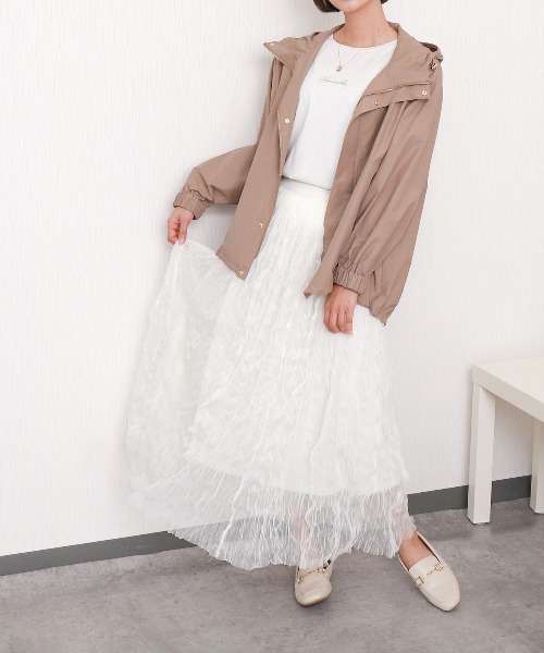 libelle more(リベル モア)の「クリンクルチュールギャザーロングスカート(スカート・レディース・オフホワイト/ブラック・M)」の9枚目の写真