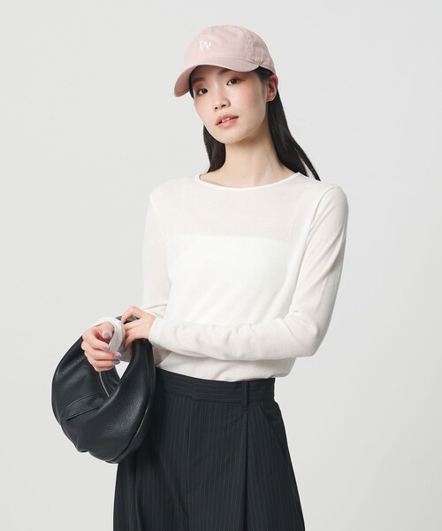 BEAUTY&YOUTH UNITED ARROWS（ビューティーアンドユースユナイテッドアローズ）の「ハイツイストコットン シアークレープ ロングスリーブTシャツ（Tシャツ/カットソー・レディース・ライム/ブラック/オフホワイト・FREE）」の2枚目の写真