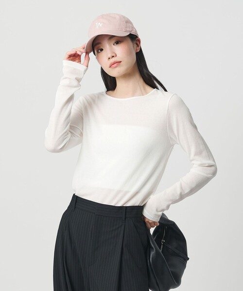 BEAUTY&YOUTH UNITED ARROWS（ビューティーアンドユースユナイテッドアローズ）の「ハイツイストコットン シアークレープ ロングスリーブTシャツ（Tシャツ/カットソー・レディース・ライム/ブラック/オフホワイト・FREE）」の19枚目の写真