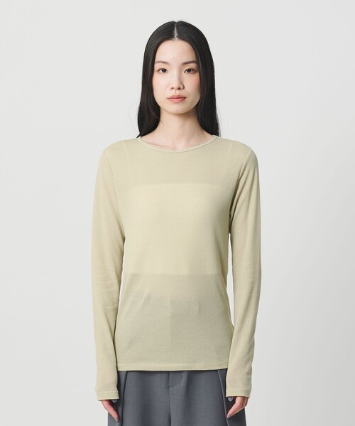 BEAUTY&YOUTH UNITED ARROWS（ビューティーアンドユースユナイテッドアローズ）の「ハイツイストコットン シアークレープ ロングスリーブTシャツ（Tシャツ/カットソー・レディース・ライム/ブラック/オフホワイト・FREE）」の15枚目の写真