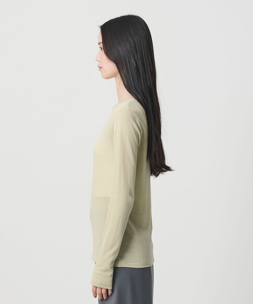 BEAUTY&YOUTH UNITED ARROWS（ビューティーアンドユースユナイテッドアローズ）の「ハイツイストコットン シアークレープ ロングスリーブTシャツ（Tシャツ/カットソー・レディース・ライム/ブラック/オフホワイト・FREE）」の14枚目の写真