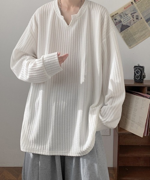 KELVIN（ケルヴァン）の「Relax Fit Long Sleeve Pullover リラックスフィットロングスリーブ プルオーバー（Tシャツ/カットソー・メンズ・ホワイト/ブラック・MEDIUM/LARGE）」の2枚目の写真
