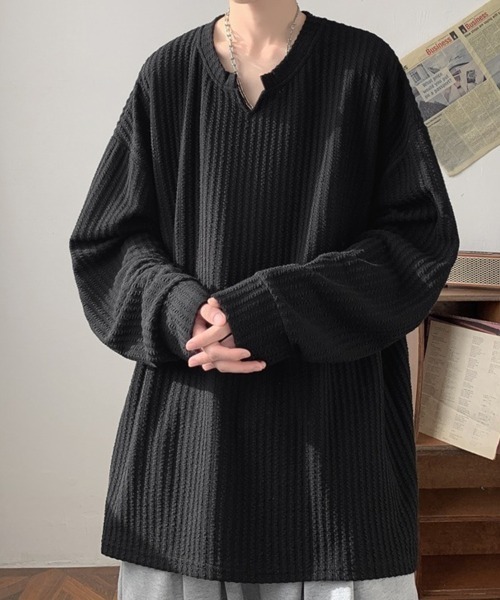 KELVIN（ケルヴァン）の「Relax Fit Long Sleeve Pullover リラックスフィットロングスリーブ プルオーバー（Tシャツ/カットソー・メンズ・ホワイト/ブラック・MEDIUM/LARGE）」の3枚目の写真
