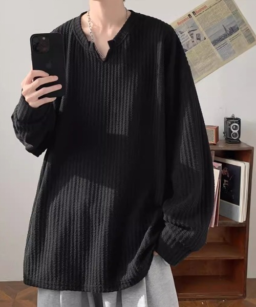 KELVIN（ケルヴァン）の「Relax Fit Long Sleeve Pullover リラックスフィットロングスリーブ プルオーバー（Tシャツ/カットソー・メンズ・ホワイト/ブラック・MEDIUM/LARGE）」の4枚目の写真